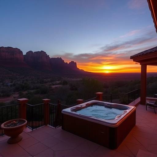 Hot tub on the patio of the Sedona Mountain View Villa.