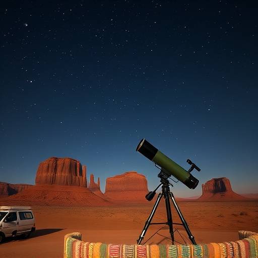 Telescope set up for stargazing at the Moab Desert Star Retreat.
